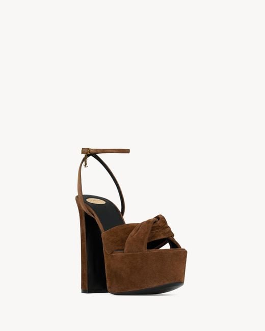 Saint Laurent Brown Franciane Platform Heeled Sandals