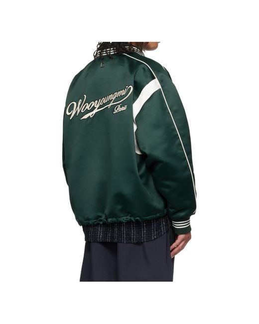 Wooyoungmi Green Logo Baseball Jacket for men