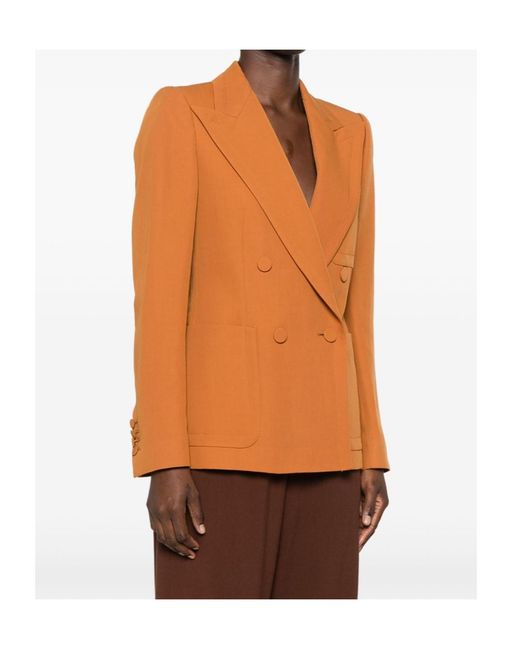 Dries Van Noten Orange Double-Breasted Blazer