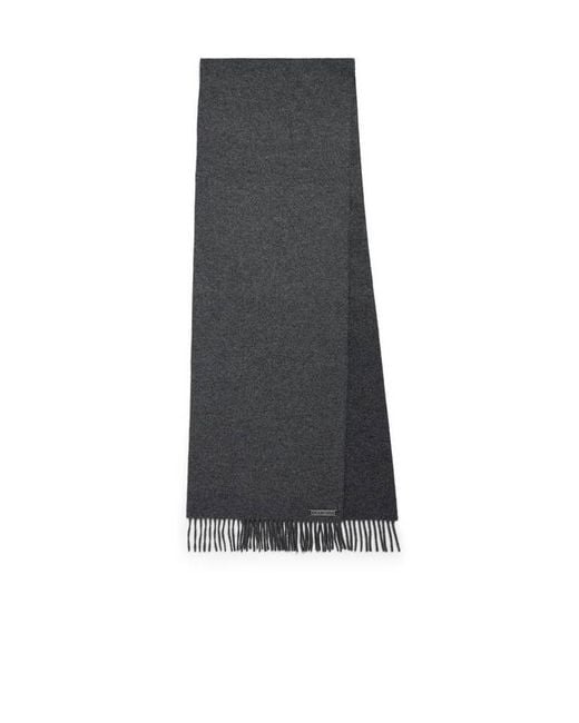 Balenciaga Gray Logo Plaque Fringed Scarf