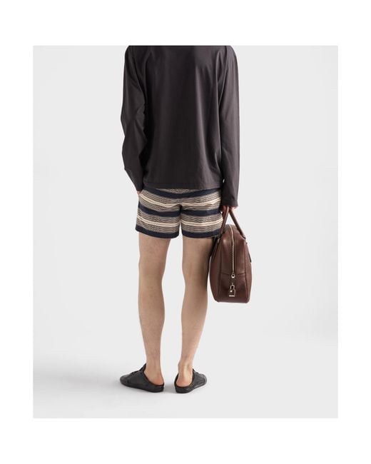 Prada Gray Belted Swim Shorts for men
