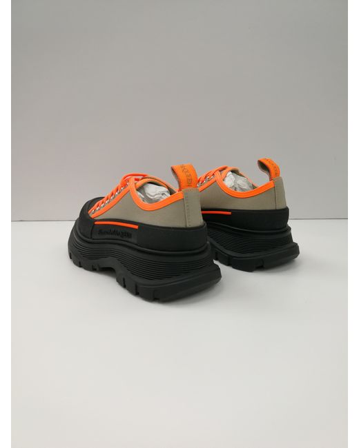 McQueen Black Tread Slick Lace Up Sneakers