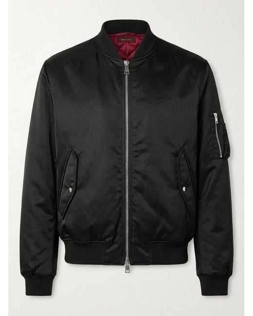 Gucci Black Heavy Nylon Canvas Bomber Jacket for men