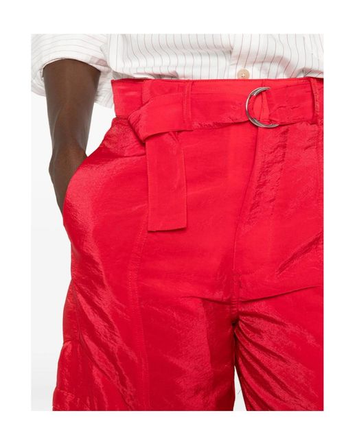 Frankie Shop Red Drawstring Waist Casual Pants