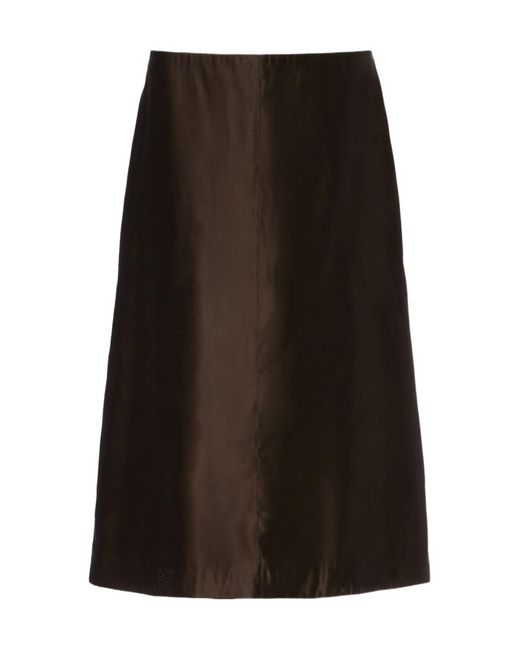 Khaite Black Nania Twill Midi Skirt