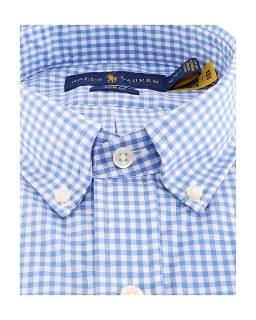 Polo Ralph Lauren Blue Pony Embroidered Buttoned Shirt for men