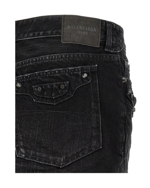 Balenciaga Black Frayed Edge Denim Mini Skirt