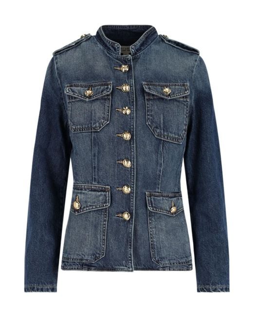 Nili Lotan Blue Button Long Sleeve Denim Jacket