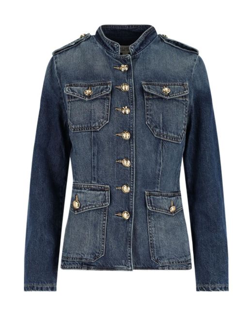 Nili Lotan Blue Button Long Sleeve Denim Jacket
