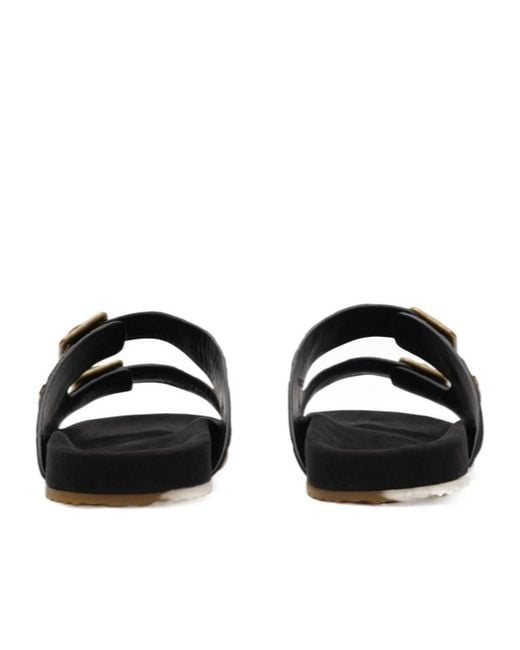 Burberry Black Urchin Check Buckle Flat Sandals for men