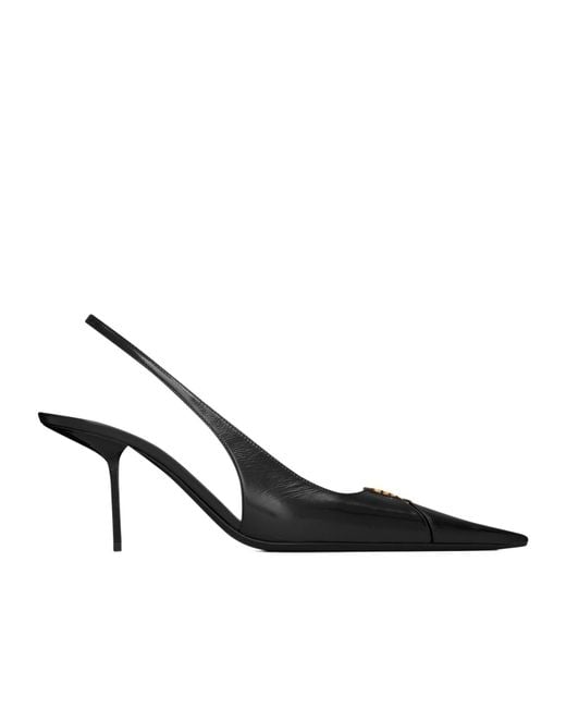 Saint Laurent Black Babylone Breteuil Slingback Pumps