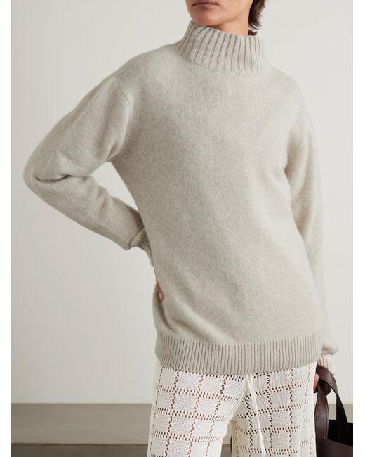 The Elder Statesman Gray Cashmere Turtleneck Sweater