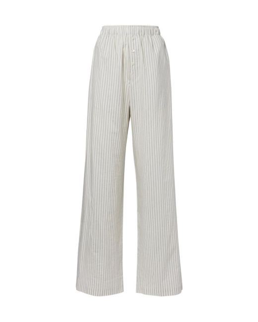 Rohe Gray Striped Silk And Cotton Wide-Leg Pants