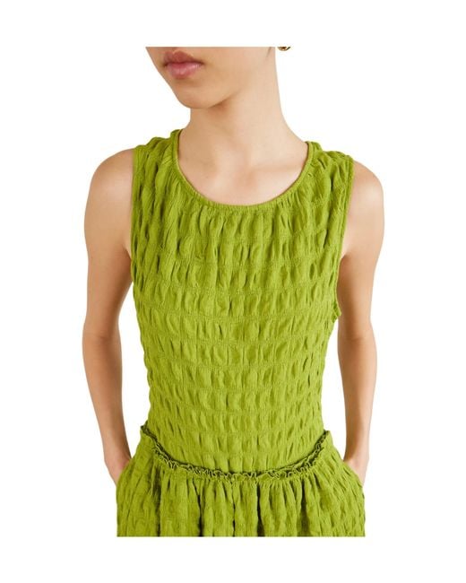Proenza Schouler Green Shirred Jersey Midi Dress