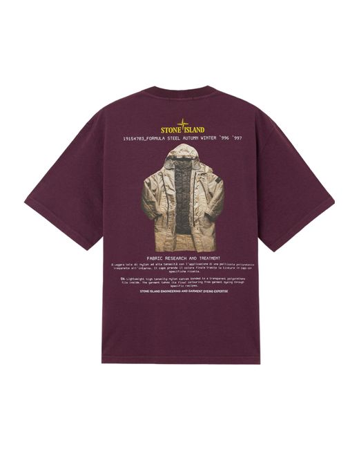 Stone Island Purple Logo Printed Crewneck T-Shirt for men