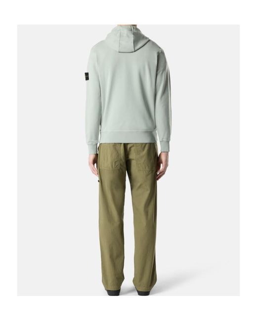Stone Island Gray Logo Patch Drawstring Hoodie for men