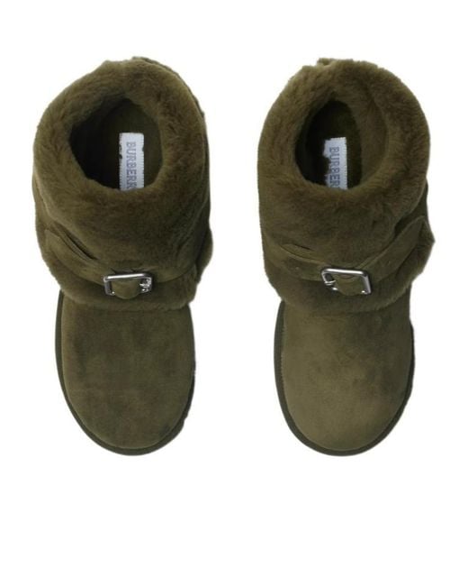 Burberry Green Chubby Buckle-Detailed Boots