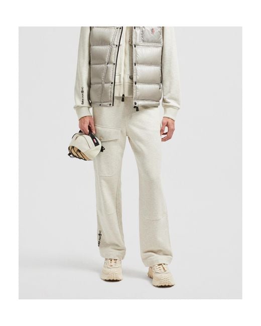 Moncler Gray Embossed Logo Cotton Track Pants for men