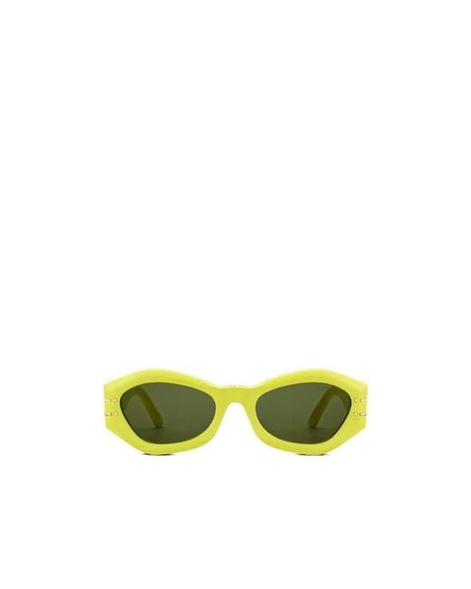 Dior Yellow Eyewear Geometric Frame Sunglasses