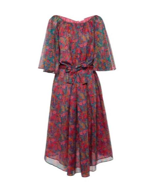 Eres Red Daisy Floral Cotton Midi Dress