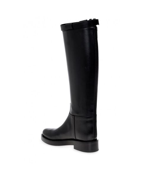 Ann Demeulemeester Black Buckle Detailed Round Toe Boots