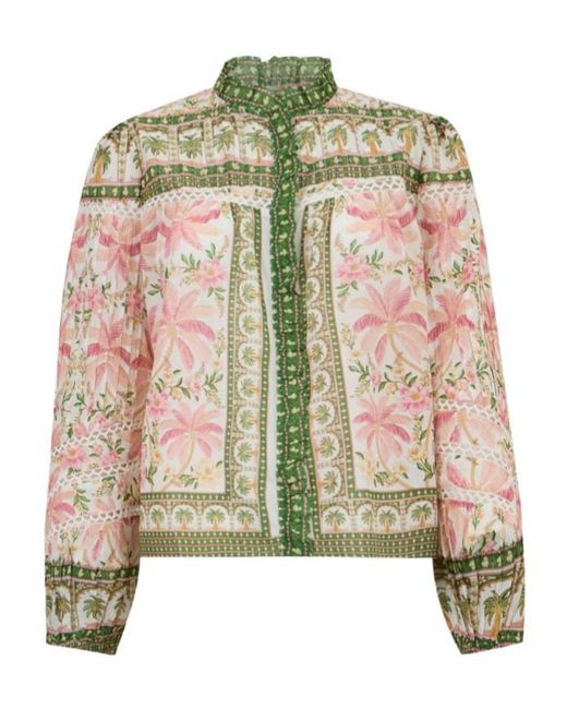 Farm Rio Green Palm Dream Blouse