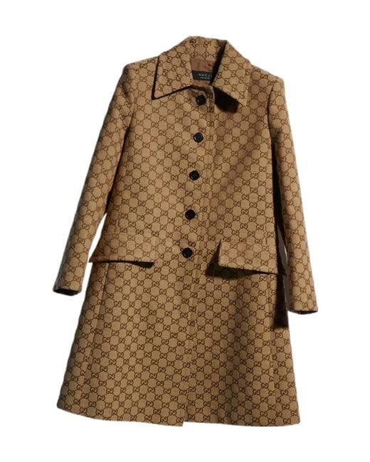 Gucci Brown Gg Cotton Canvas Coat