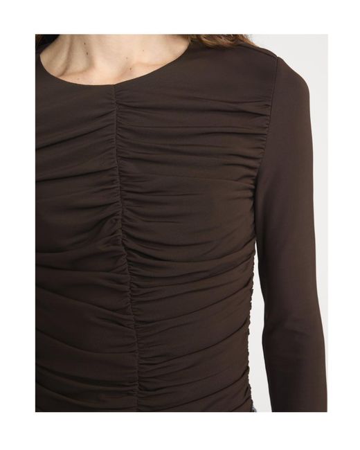 FRAME Black Long-Sleeved Pleated T-Shirt