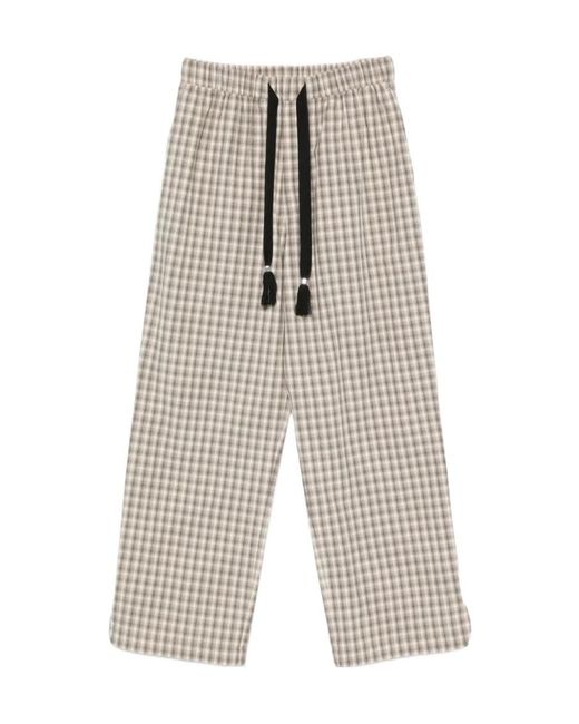 Nanushka White Check-Pattern Tassel-Detail Trousers for men