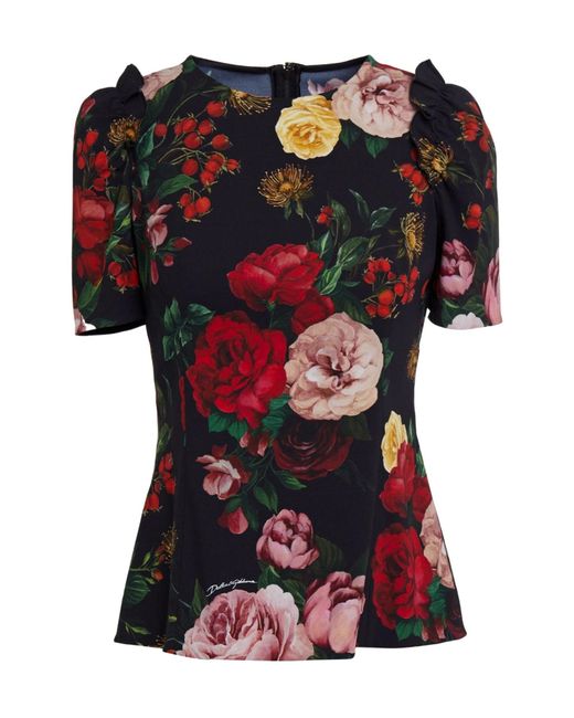 Dolce & Gabbana Black Printed Short-Sleeve Top