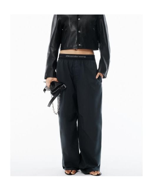 Alexander Wang Black Logo Waistband Mid-Waisted Pants