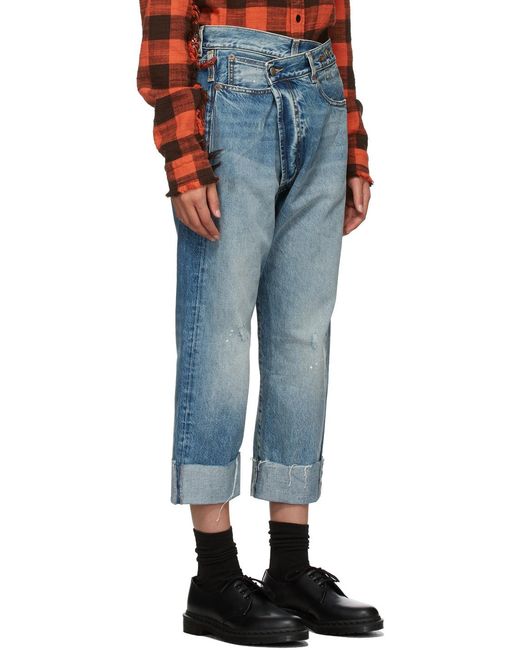 R13 Blue Crossover Cropped Jeans
