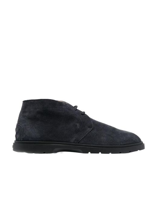 Tod's Blue Round Toe Ankle Boots for men
