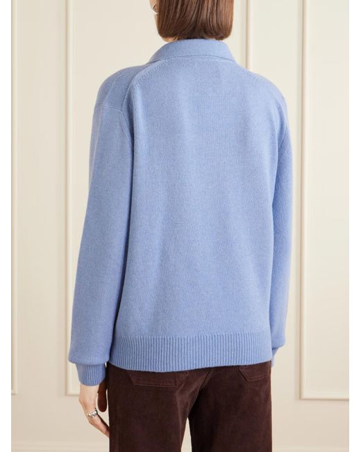 Victoria Beckham Blue Genevieve Wool And Cashmere Polo Shirt