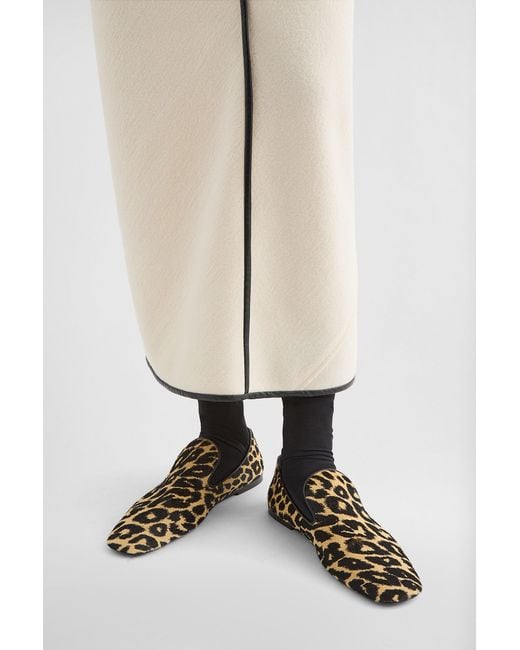 Jil Sander Brown Leopard Printed Slip-On Flat Loafers