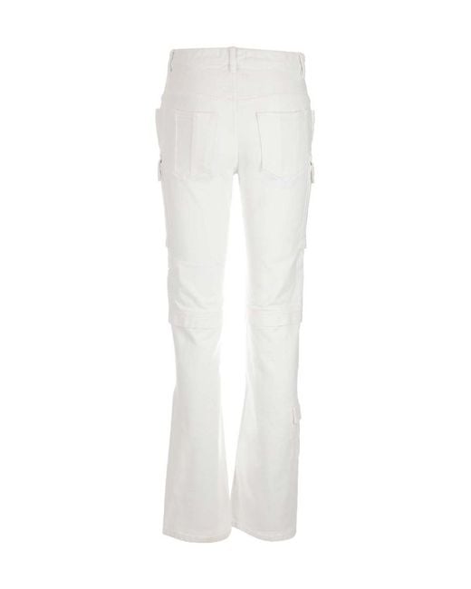 Isabel Marant White Cargo Pocket Straight-Leg Jeans