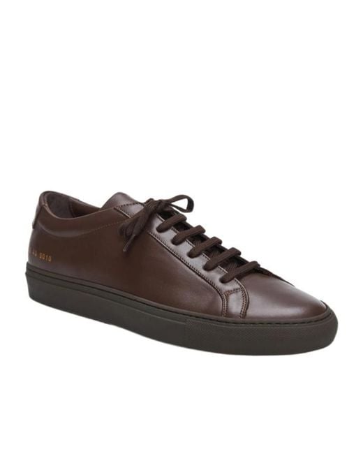 Common Projects Brown Leather-Panelled Lace-Up Sneakers for men
