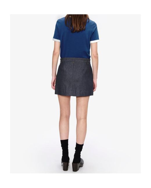 A.P.C. Blue Pleated Mini Skirt