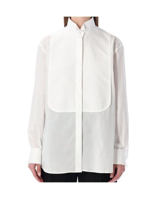 Tom Ford White Long Sleeved Tuxedo Shirt