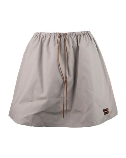 Miu Miu Gray Drawstring Skirt
