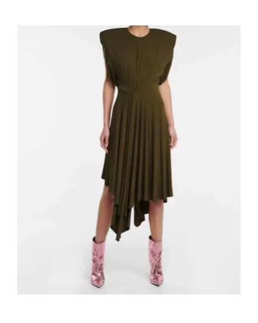 Alexandre Vauthier Green Asymmetric Jersey Midi Dress