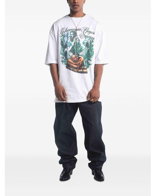 Willy Chavarria White Prayer Services Oversized T-Shirt for men