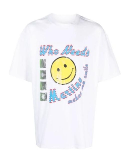 Martine Rose White Graphic Print Cotton T-Shirt for men