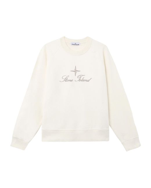 Stone Island White Oversized-Fit Raglan Crewneck Sweatshirt for men