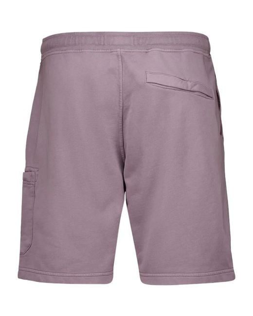 Stone Island Purple Drawstring Fleece Shorts for men