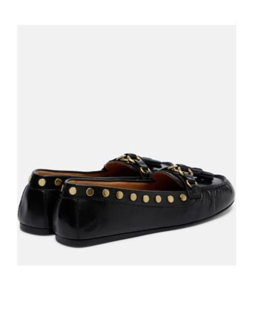 Isabel Marant Black Faxel Studded Leather Moccasins