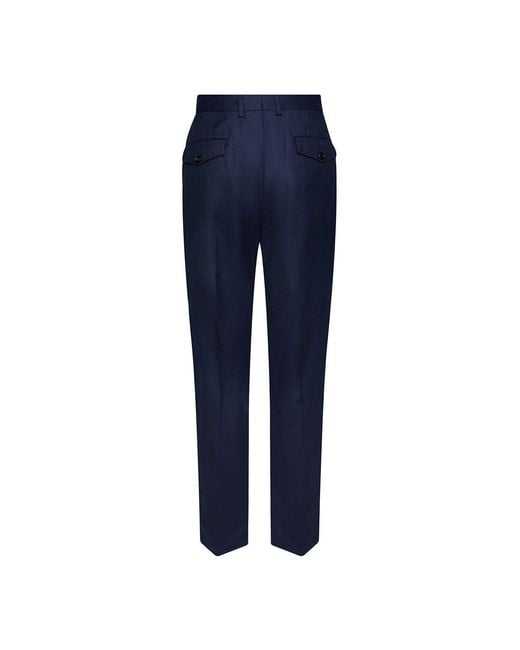 Brunello Cucinelli Blue Pleated Tailored Pants for men