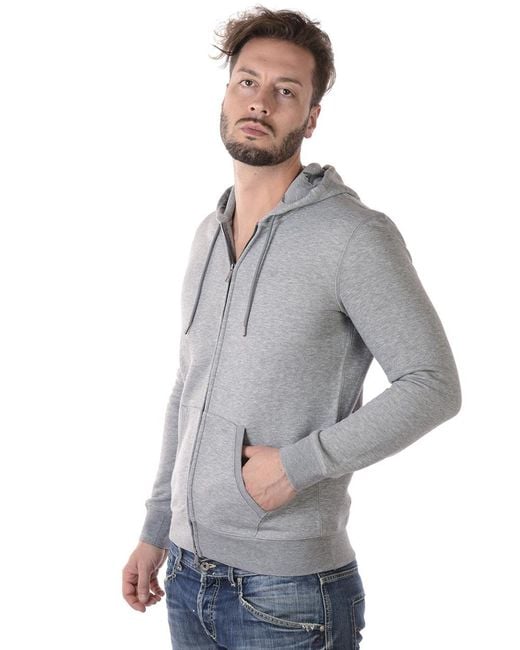 Emporio Armani Gray Hooded Zipper Sweater for men