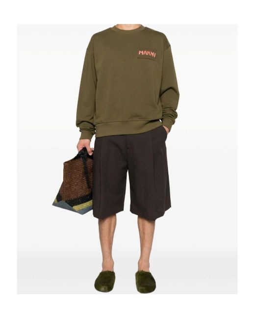 Marni Green Logo-Print Sweatshirt for men