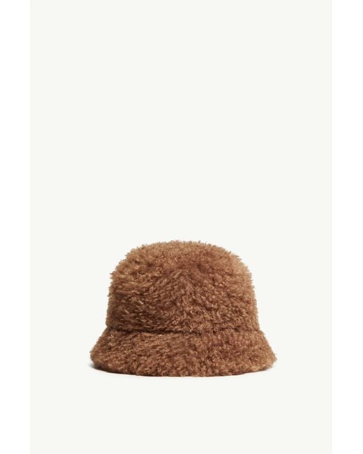 Moncler Brown Logo Patch Teddy Bucket Hat